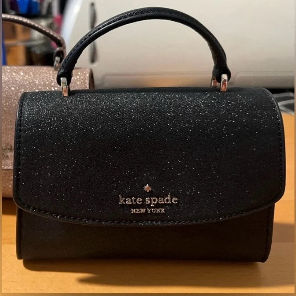Kate Spade Darcy Black Glitter Micro Mini Purse NWOT
